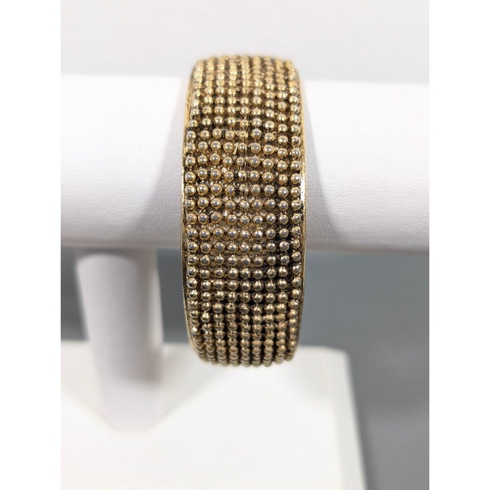Retro Gold Tone‎ Pebble Bead Texture Bangle Bracelet 8 in Modernist Boho Chic